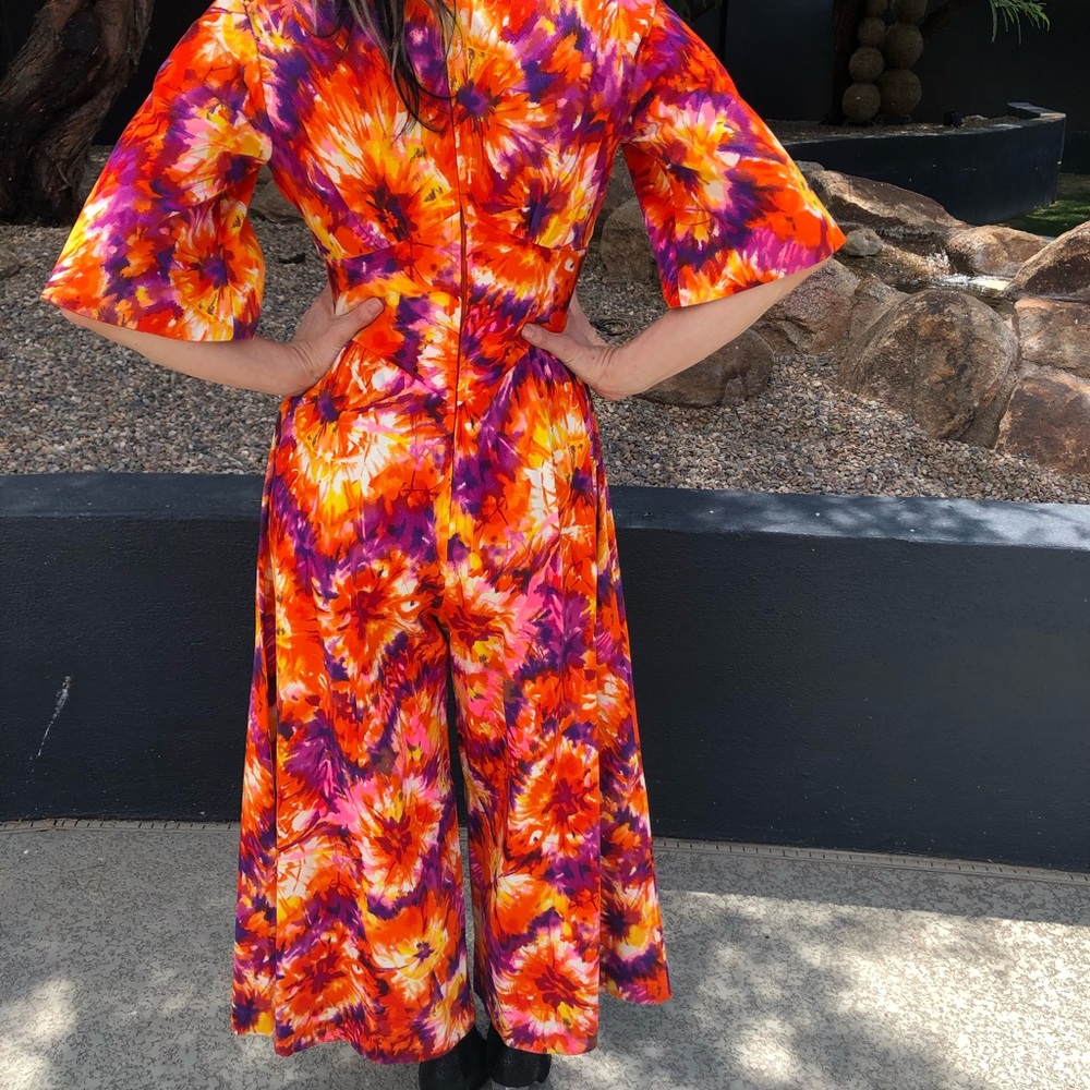 🔺SOLD🔺Vintage 70s floral Bell bottom palazzo Jumpsuit - Picture 7 of 8